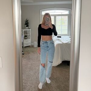 Princess Polly Light Blue High-Waisted Jeans